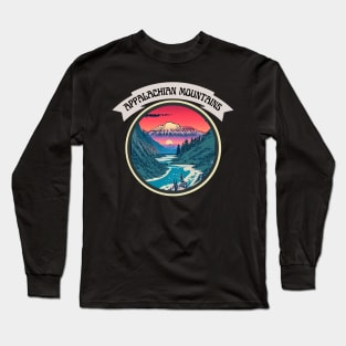 Vintage Retro Appalachian Mountains in Magical Hiking Trails Lake Life Long Sleeve T-Shirt